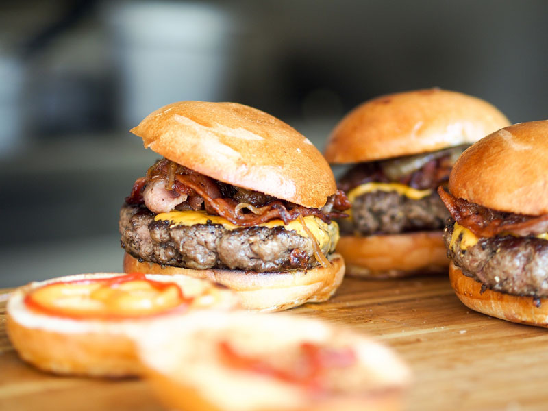 close-up of burger