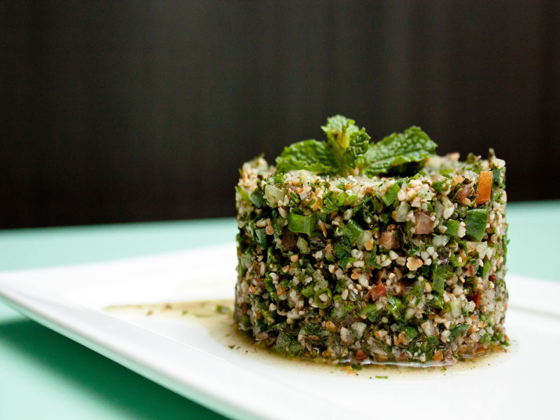 close-up of tabouleh