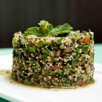 close up of tabouleh